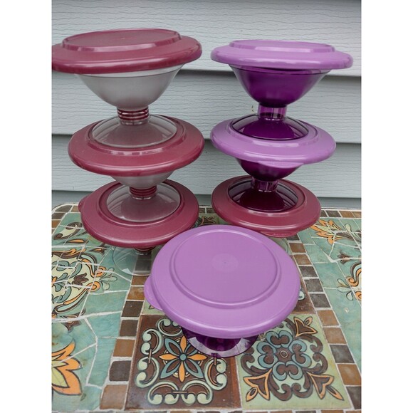 Tupperware Sheerly Elegant Acrylic Dessert Dishes x7 - Picture 7 of 8